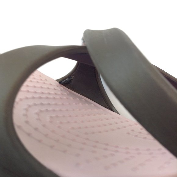 Crocs Cyprus Block Heels Brown Pink Criss Cross Strap - Picture 13 of 16